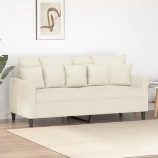 vidaXL Sofa 2-osobowa, kremowy, 140 cm, tapicerowana aksamitem - Sofy i kanapy - miniaturka - grafika 1