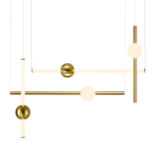 Złota lampa wisząca O-Line S-4 LED o efektownym designie - Lampy sufitowe - miniaturka - grafika 1
