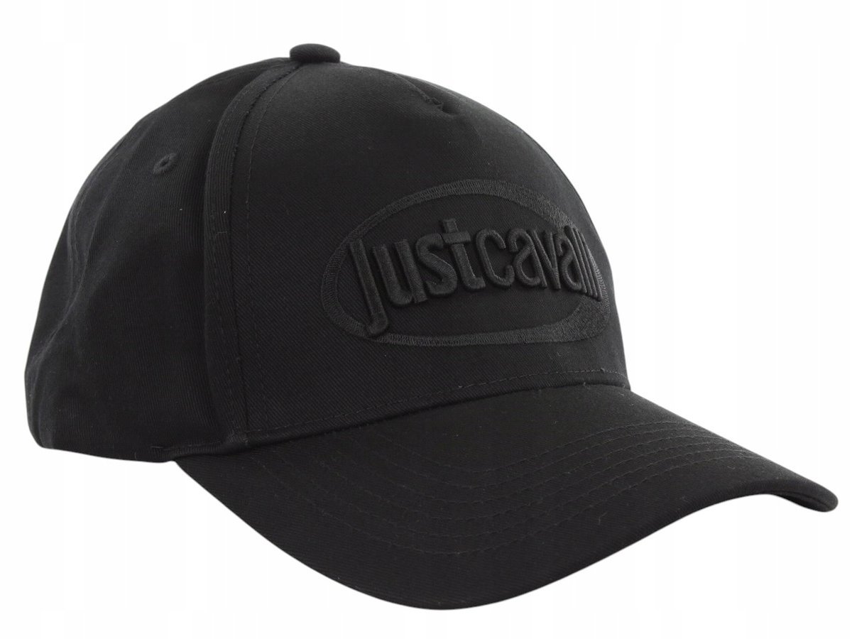 JUST CAVALLI CZAPKA Z DASZKIEM BASEBALL CAP LOGO GALAXY EMBROIDERY CZARNA