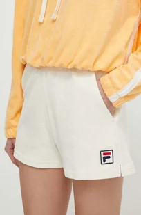 Fila szorty bawełniane Lusaka kolor beżowy gładkie medium waist FAW0750 - Spodenki damskie - miniaturka - grafika 1