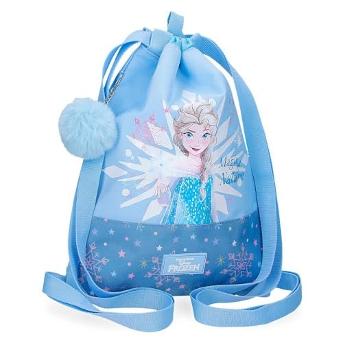 Joumma Bags Disney Frozen Magic Ice plecak dziecięcy, niebieski, wykonany z poliestru, regulowane paski na ramię dla wygodnego przenoszenia, różne przegrody, z brelokiem z pomponem, niebieski,