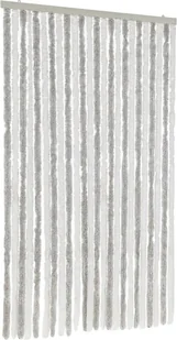 vidaXL Zasłona Fly jasnoszara i biała 100x220 cm szenilowa - Zasłony - miniaturka - grafika 1