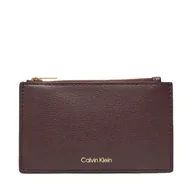 Portfele - Duży Portfel Damski Calvin Klein Foil Logo Top Zip Cardcase LV04F1090G Bordowy - miniaturka - grafika 1