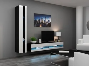 Cama Meble Zestaw VIGO NEW 8 czarny/biały połysk - Meblościanki - miniaturka - grafika 1