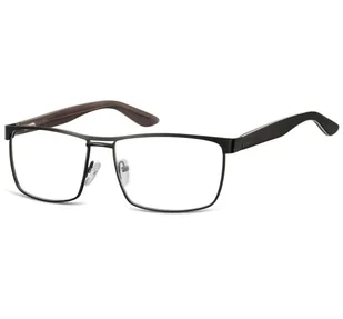 Męskie oprawki korekcyjne zerówki okulary prostokątne metalowe 880 czarne - Okulary korekcyjne, oprawki, szkła - miniaturka - grafika 1