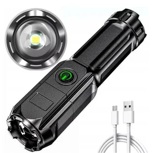 GENETIC® LATARKA TAKTYCZNA LED AKUMULATOROWA USB ZOOM MOCNA DIODA XPE - Latarki - miniaturka - grafika 1