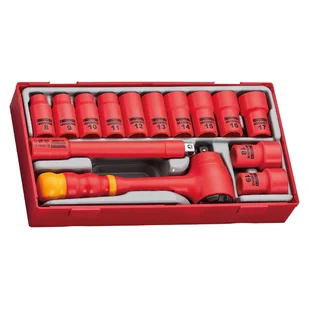 TENG TOOLS ZESTAW NARZĘDZI NASADOWYCH VDE 1000V Z CHWYTEM 3/8' 285240107(LUNA-285240107) - Zestawy narzędziowe - miniaturka - grafika 1