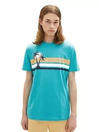 Koszulki męskie - TOM TAILOR Denim Koszulka męska 1038461, 31044-Deep Turquoise, XS, 31044 – głęboki turkus, XS - miniaturka - grafika 1