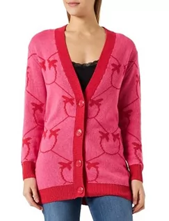 Swetry damskie - Pinko Damski kardigan Adelphi Cotone JACQUA Henley, YR4_Fuxia/Rosso, XXL, Yr4_fuxia/Rosso, XXL - grafika 1