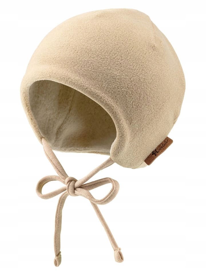 STERNTALER BEŻOWA POLAROWA CZAPKA DZIECIĘCA Z WIĄZANIEM 35 CM 6FA