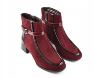 Botki damskie - TAMARIS BOTKI DAMSKIE ZAMSZOWE W BORDOWYM KOLORZE Z KLAMRĄ 36 3EA - miniaturka - grafika 1