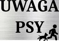 Tablice i flipcharty - Tabliczka aluminiowa na bramę UWAGA PSY 15x10 Nierdzewna - miniaturka - grafika 1