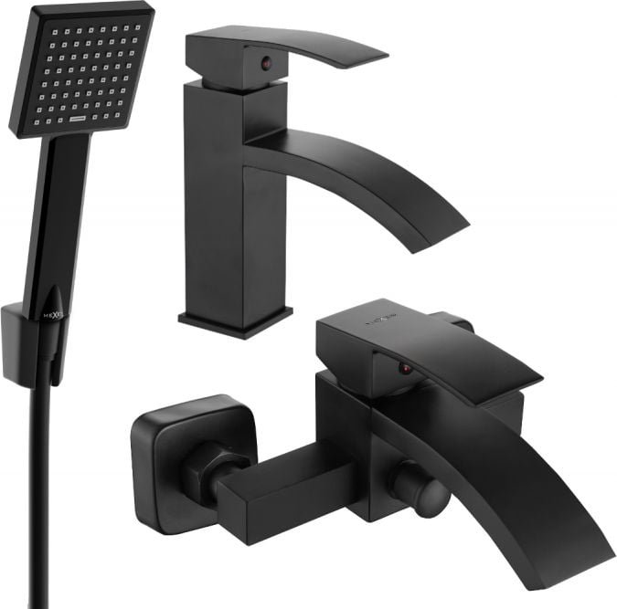 Mexen Libra R45 zestaw wannowy, czarny - 745103R45-70