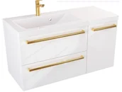 Szafki łazienkowe - Szafka z Umywalką ATHOS 90 cm D L - Uchwyt Złoty - miniaturka - grafika 1