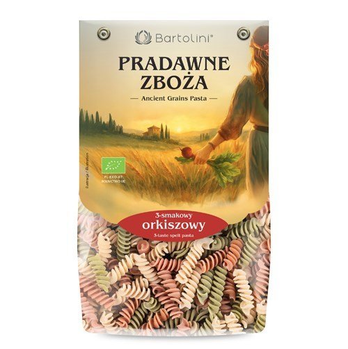 Makaron orkiszowy 3 smakowy świderek BIO 250g BARTOLINI