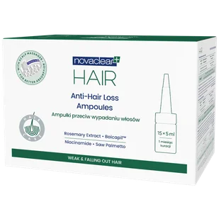 Novaclear Hair, ampułki przeciw wypadaniu włosów, 5 ml x 15 ampułek - Serum do włosów - miniaturka - grafika 1