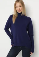 Swetry damskie - Granatowy Klasyczny Golf z Dodatkiem Kaszmiru Zoirmosa - miniaturka - grafika 1