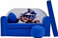 Fotele i pufy dla dzieci - Sofa dziecięca kanapa wersalka rozkładana 160cm + podnóżek i poduszka - C26 - miniaturka - grafika 1