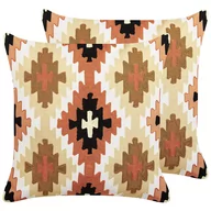 Poduszki dekoracyjne - 2 Bawełniane Poduszki Dekoracyjne Geometryczny Wzór 50 X 50 Cm Wielokolorowe Serampore - miniaturka - grafika 1