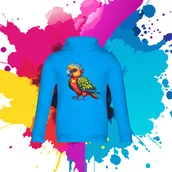 Bluzy dla dziewczynek - Bluza dziecięca typu kangurka z kapturem w kolorze błękitnym z nadrukiem papuga 12 lat - miniaturka - grafika 1