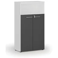 Szafy biurowe - Szafa biurowa kombinowana PRIMO WHITE, drzwi na 3 poziomach, 1434 x 800 x 420 mm, biały/grafit - miniaturka - grafika 1