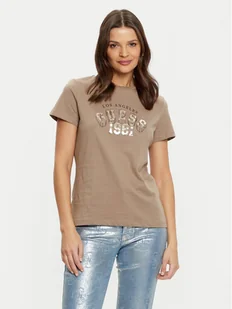 Guess T-Shirt V5RI06 I3Z14 Brązowy Regular Fit - Koszulki i topy damskie - miniaturka - grafika 1