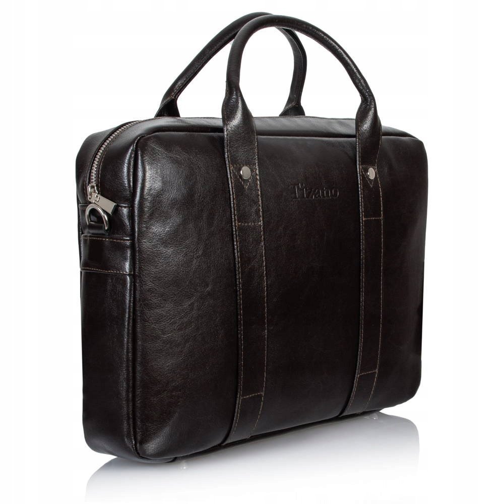 Skórzana torba męska na laptopa ciemnobrązowa czekolada - Tizano TM07