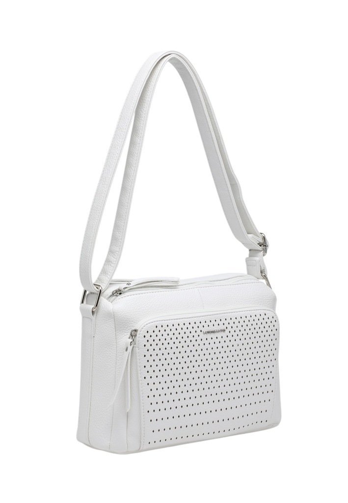 Biała Ażurowa Listonoszka Torebka Damska LUIGISANTO Pasek Stylowa Pojemna