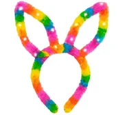 Dodatki do strojów karnawałowych - Opaska uszy króliczka świecące tęczowe uszy - miniaturka - grafika 1