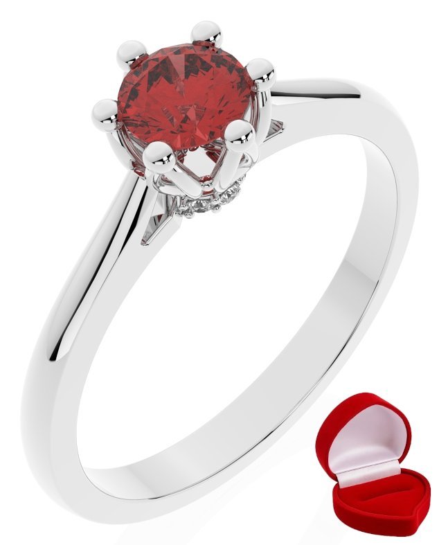 ZŁOTY PIERŚCIONEK ZARĘCZYNOWY 585 14k RUBIN 0,30 ct BIAŁE ZŁOTO R10