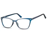 Okulary korekcyjne, oprawki, szkła - Damskie okulary optyczne zerówki kocie oczy Sunoptic CP118B granatowe - miniaturka - grafika 1