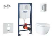 Stelaże i zestawy podtynkowe do WC - Grohe Solido - Zestaw do montażu podtynkowego, toalety i deski Euro Ceramic, Softclose, Triple Vortex, przycisk Even, chrom SANI15BB1105 - miniaturka - grafika 1