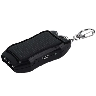 Powerbank Solarny Power Bank z latarką 1200mAh Brelok do kluczy plecaka Czarny - Powerbanki - miniaturka - grafika 12