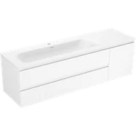 Szafki łazienkowe - Mexen Rivel szafka łazienkowa 160 cm z umywalką Vela lewą, 2S, 1D, ryflowana, biała mat - 91A23-16047-3-BBFFF01-W23L01 - miniaturka - grafika 1