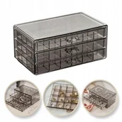 Pudełka i szkatułki - Szkatułka na biżuterię, organizer czarny transparentny - 3 szuflady, 72 prz - miniaturka - grafika 1