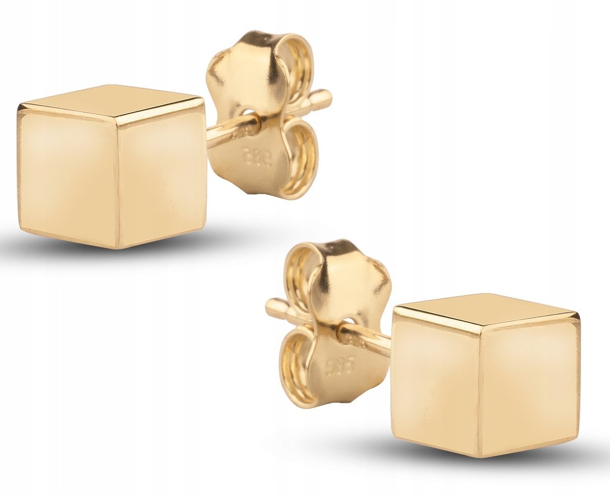 ZŁOTE KOLCZYKI KLASYCZNE BRYŁKI CUBES 585