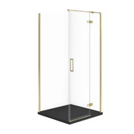 Kabiny prysznicowe - Kabina prysznicowa Cersanit Jota 80x80x195 kwadratowa złoty transparentne z brodzikiem tako slim 4cm czarny mat S601-372 - miniaturka - grafika 1