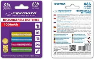 Esperanza 1000mAh 4 szt AAA Mix EZA107 (EZA107) - Ładowarki i akumulatory - miniaturka - grafika 1