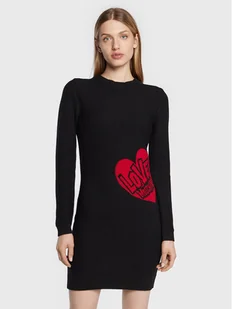 LOVE MOSCHINO Sukienka dzianinowa WSE0810X A125 Czarny Regular Fit - Sukienki - miniaturka - grafika 1
