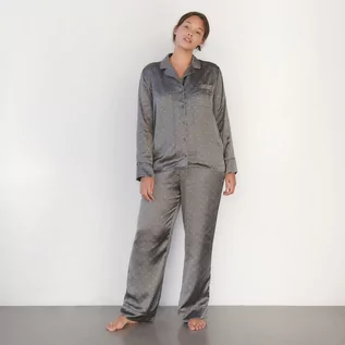 Piżamy damskie - Reserved - Satynowa piżama w kropki - Szary - grafika 1