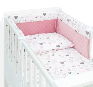 MAMO-TATO 3-el pościel dla niemowląt 100x135 do łóżeczka 60x120 Velvet PIK - Pastelowe serduszka / różany - Pościel dla dzieci - miniaturka - grafika 1
