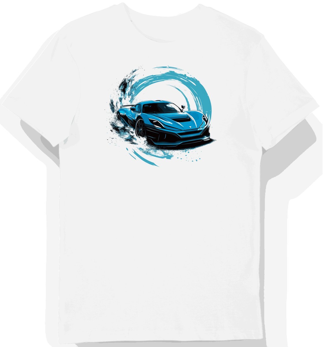 Koszulka męska biała z Motywem Sportowego Auta Rimac XL