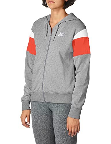 Nike Damska bluza W Nsw Hrtg Hoodie Fz Flc Sweatshirt szary Dk Grey Heather/Track Red/White/(White) XL