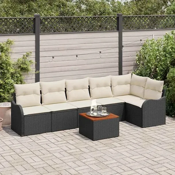 Zestaw Ogrodowy z Polirattanu: Sofa, Stół, Narożnik, Czarno-Biały, 55x5