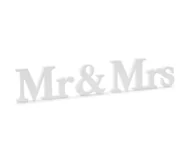 Wesele i ślub - Party Deco Drewniana dekoracja stołu Mr & Mrs biała - 1 op. DN5-008 - miniaturka - grafika 1