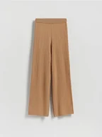 Spodnie damskie - Reserved - Dzianinowe spodnie w prążek - brązowy - miniaturka - grafika 1