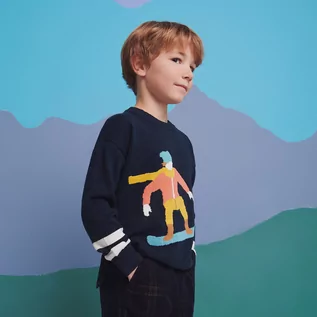 Swetry dla chłopców - Reserved - Sweter z zimowym motywem - Granatowy - grafika 1