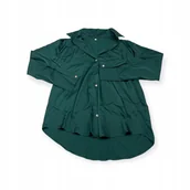 Koszule damskie - Damska koszula Old Money - ciemnozielona, długi rękaw, rozmiar S - miniaturka - grafika 1