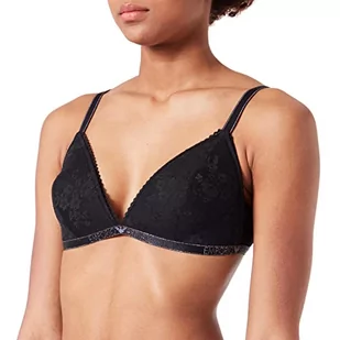 Emporio Armani damski biustonosz z koronki haftowane biustonosz Push Up, Czarny/kwiat ogród, XL - Biustonosze - miniaturka - grafika 1