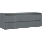 Szafki łazienkowe - Mexen Rivel szafka łazienkowa podumywalkowa 140 cm z blatem, 2 szuflady, ryflowana , grafit mat - 91A20-14047-2-BFFC66 - miniaturka - grafika 1